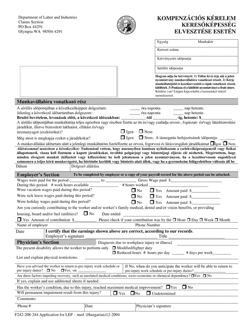 Form F242-208-244 Application for L.e.p. Compensation Med - Washington (English/Hungarian)