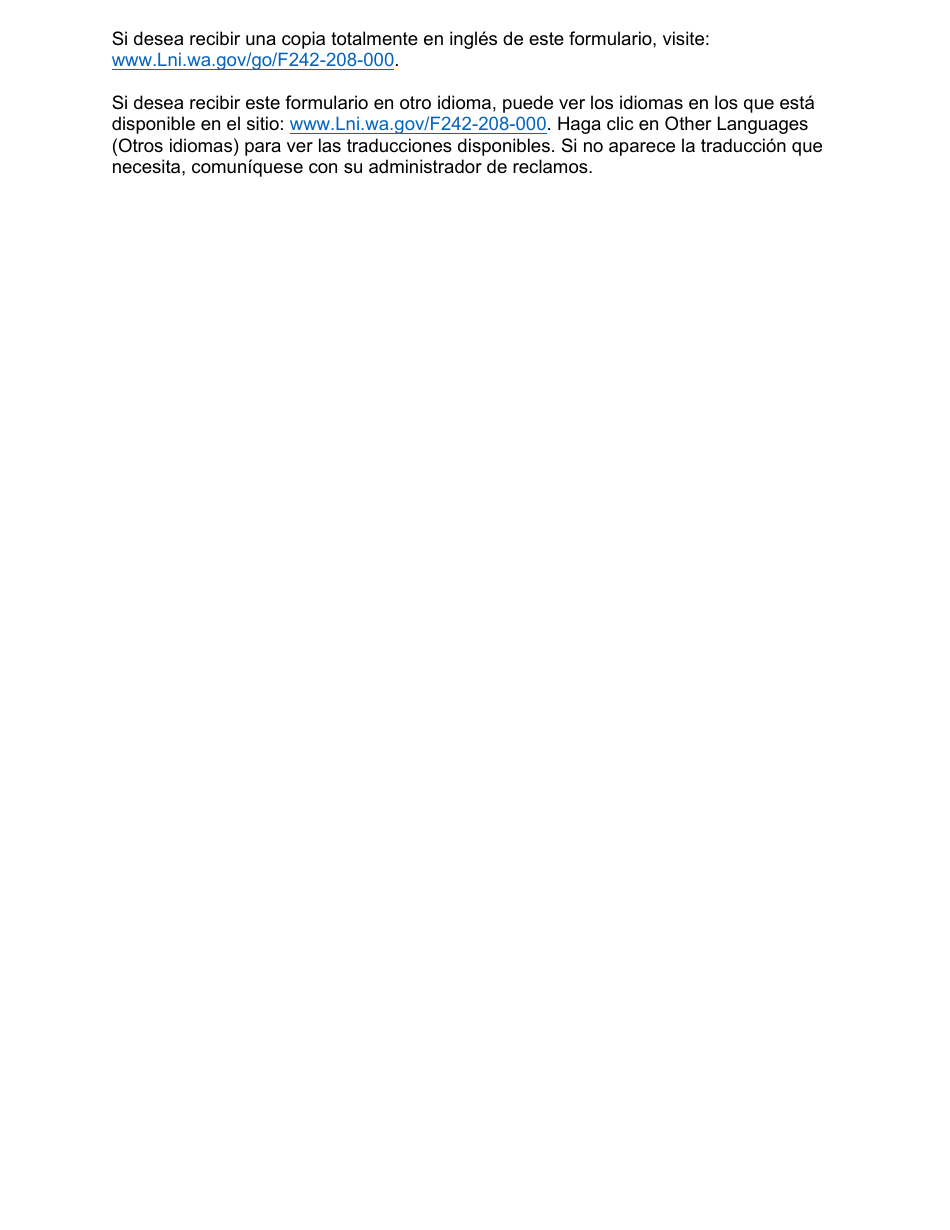 Form F242-208-909 Application for L.e.p. Compensation Med - Washington (English / Spanish), Page 2