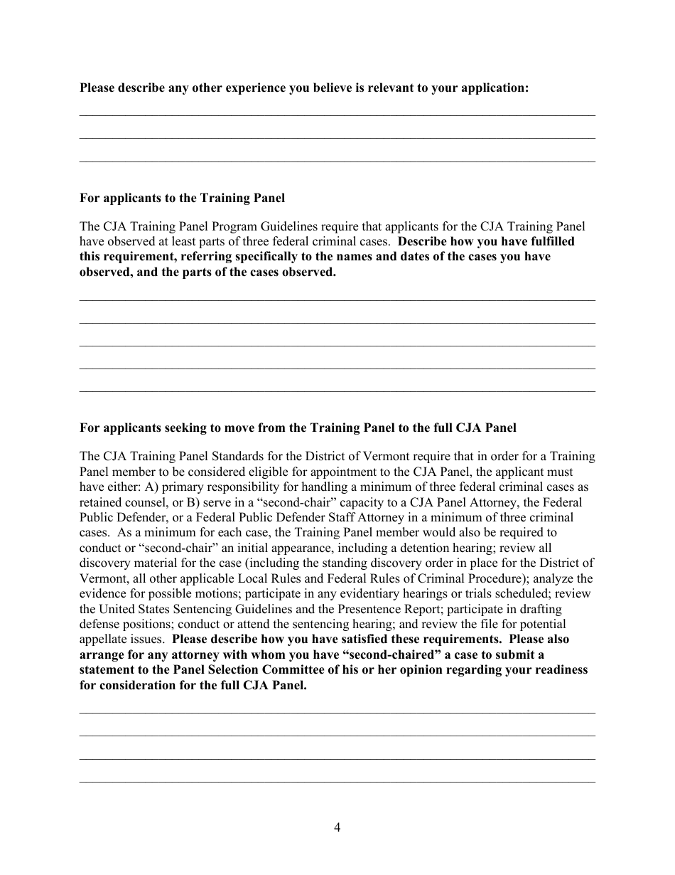 Cja Panel Application - Vermont, Page 4