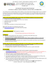 Document preview: Licensed Clinical Social Worker Law & Ethics Examination - Licensure Preparation Program - County of Los Angeles, California