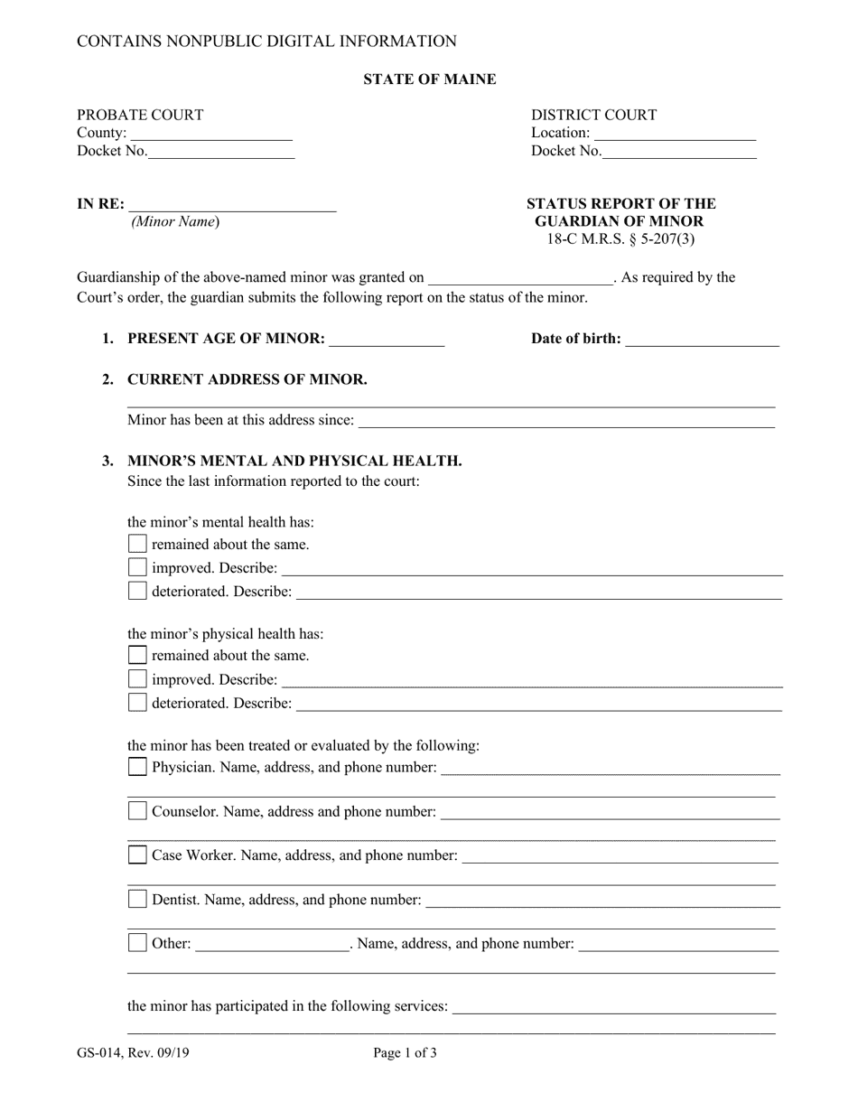 Form GS-014 - Fill Out, Sign Online and Download Fillable PDF, Maine ...