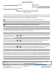 Form FM-181 Verified Application for Issuance of a Warrant - Maine