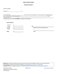 Form CV-037 Subpoena for Hearing on Motion for Contempt - Maine, Page 2