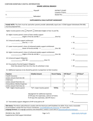 Document preview: Form FM-040-A Supplemental Child Support Worksheet - Maine