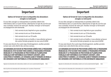 Document preview: Form DOH-5130 Notice Options Available to Applicants Who May Be Blind or Visually Impaired - New York (French)