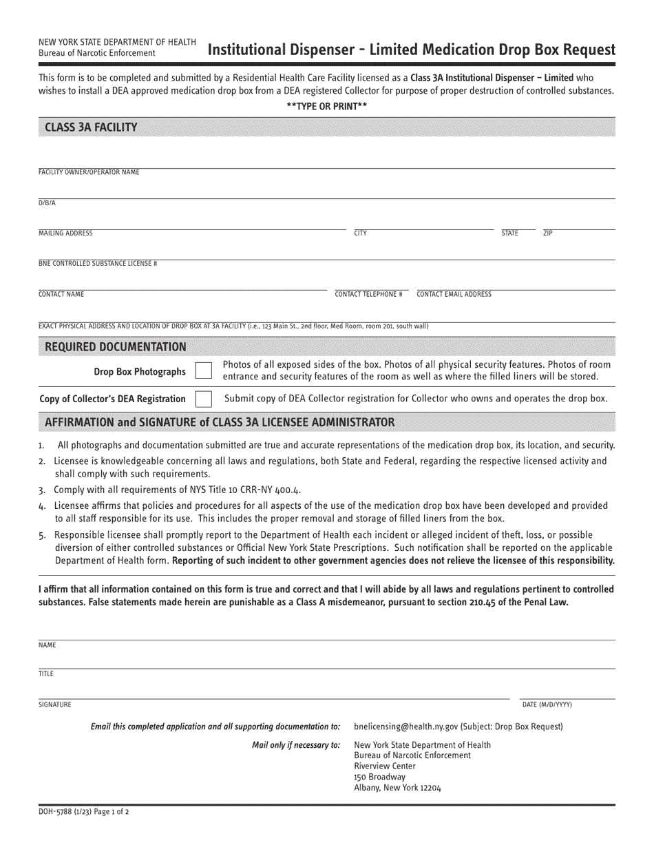 Form DOH-5788 - Fill Out, Sign Online and Download Fillable PDF, New ...