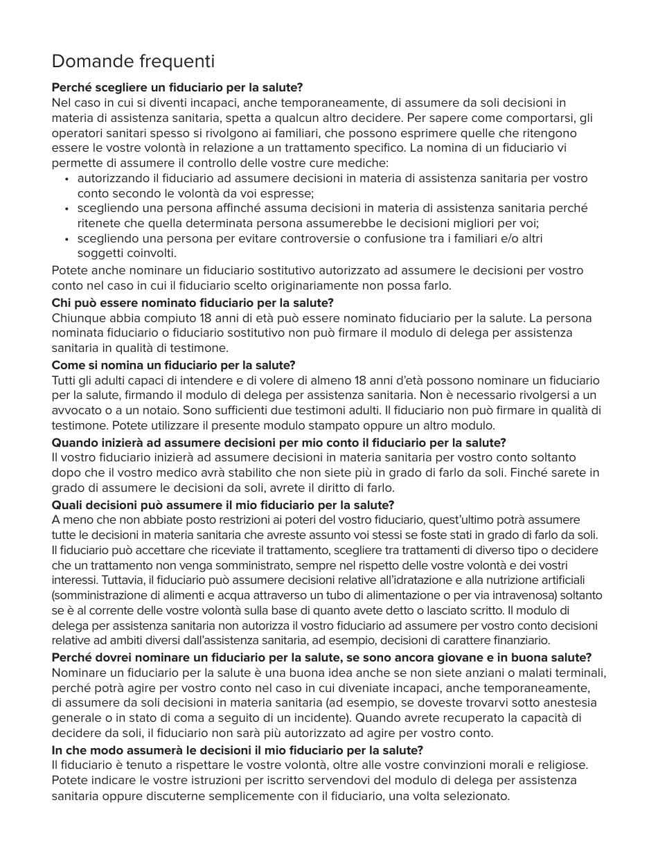 Form 1409 Health Care Proxy Designation Form - New York (Italian), Page 3