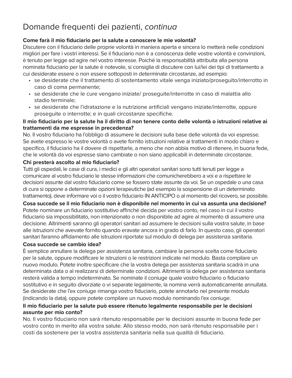 Form 1409 Health Care Proxy Designation Form - New York (Italian), Page 4