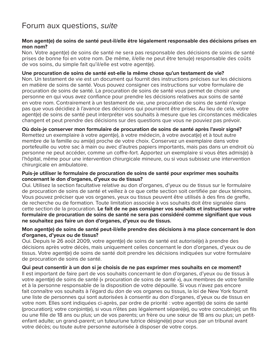 Form 1404 Health Care Proxy Designation Form - New York (French), Page 5