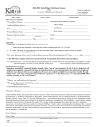 Document preview: Out of State Animal Distributor Permit Application - Kansas, 2023