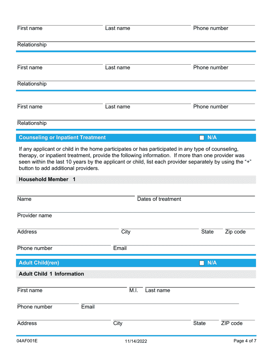 Form 04AF001E Resource Family Application - Oklahoma, Page 4