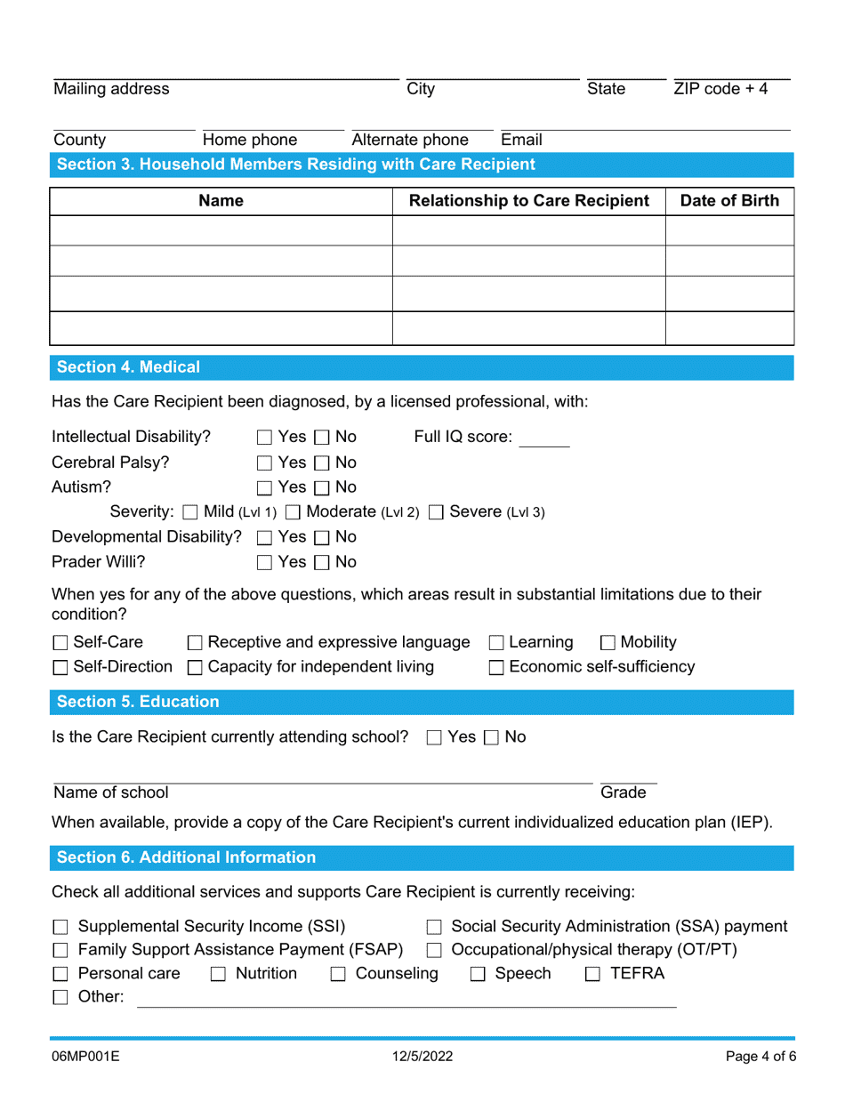 Form 06MP001E Request for Developmental Disabilities Services - Oklahoma, Page 4