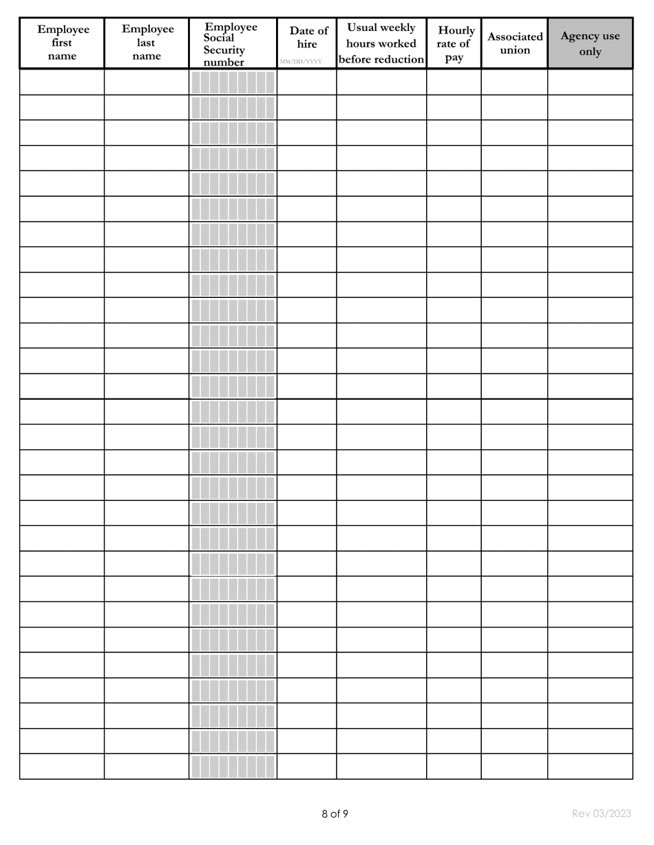 Form EMS10422 Sharedwork Additional Employee List Pages - Washington, Page 8