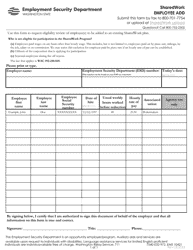 Document preview: Form EMS10421 Sharedwork Employee Add - Washington