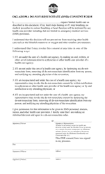 Document preview: Oklahoma Do-Not-Resuscitate (DNR) Consent Form - Oklahoma