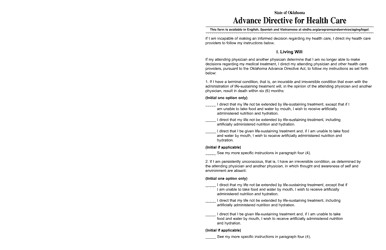 Document preview: Advance Directive for Health Care - Oklahoma