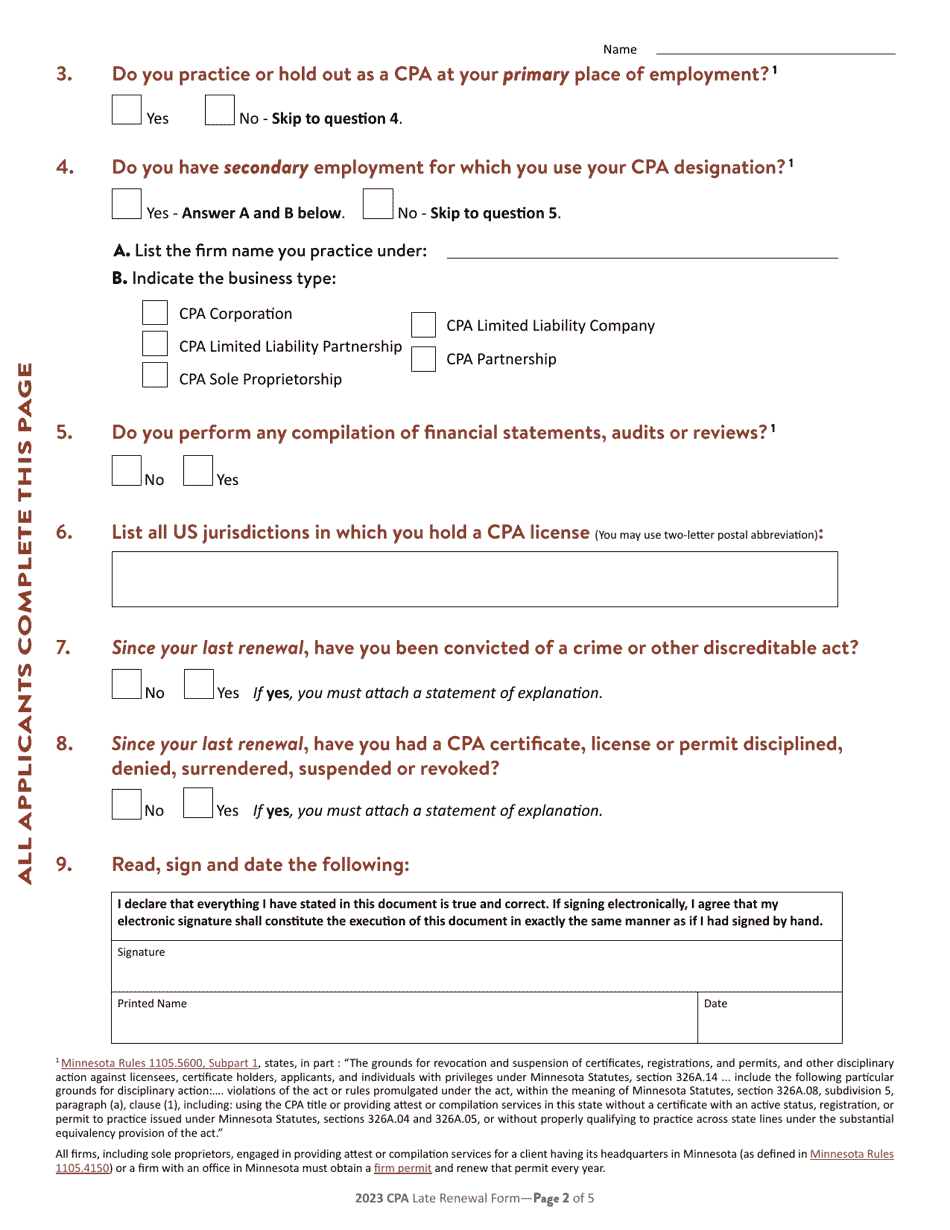 Individual CPA Certificate Late Renewal - Minnesota, Page 3