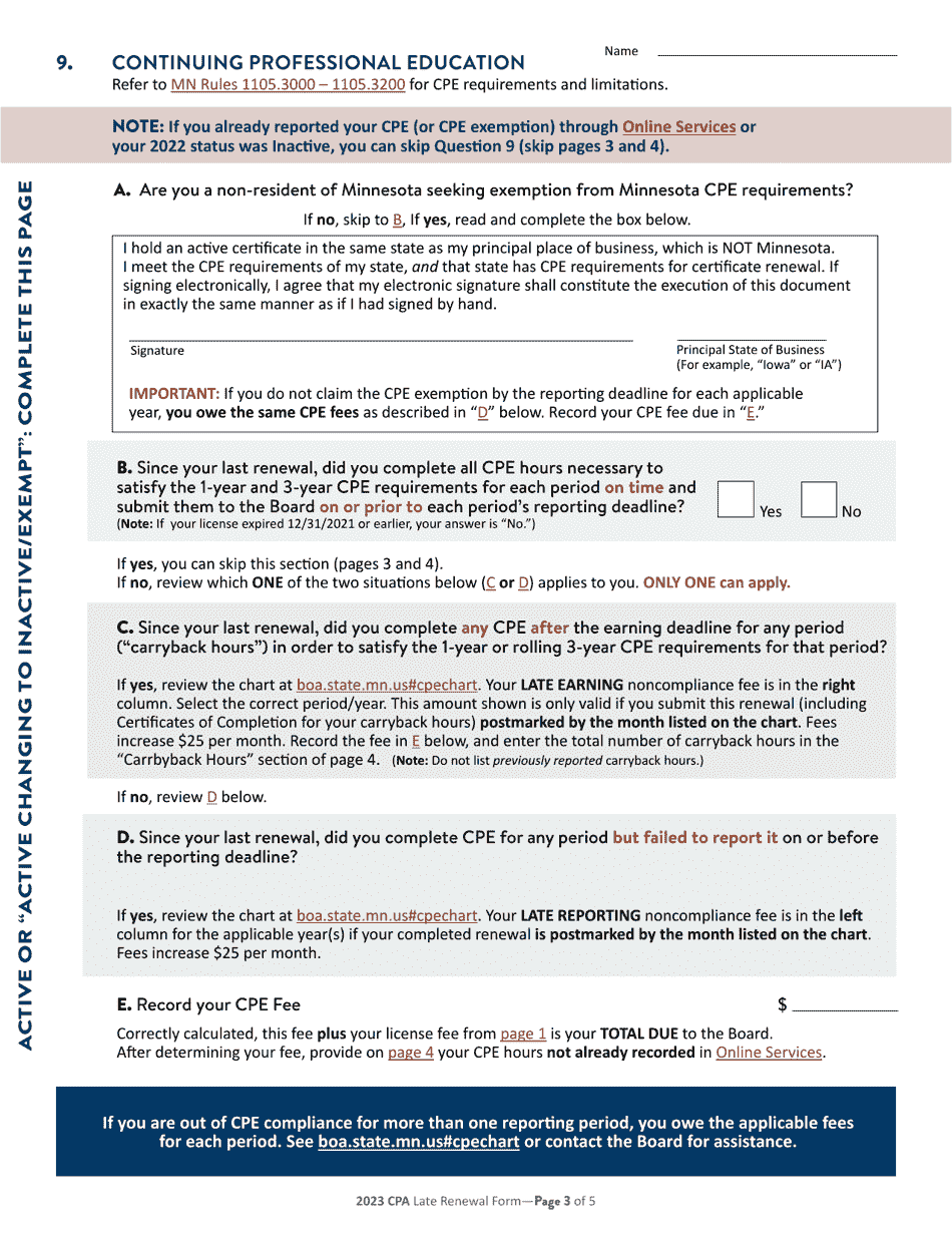 Individual CPA Certificate Late Renewal - Minnesota, Page 4
