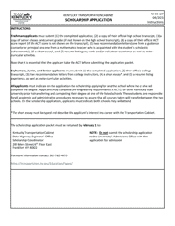 Document preview: Form TC90-127 Scholarship Application - Kentucky