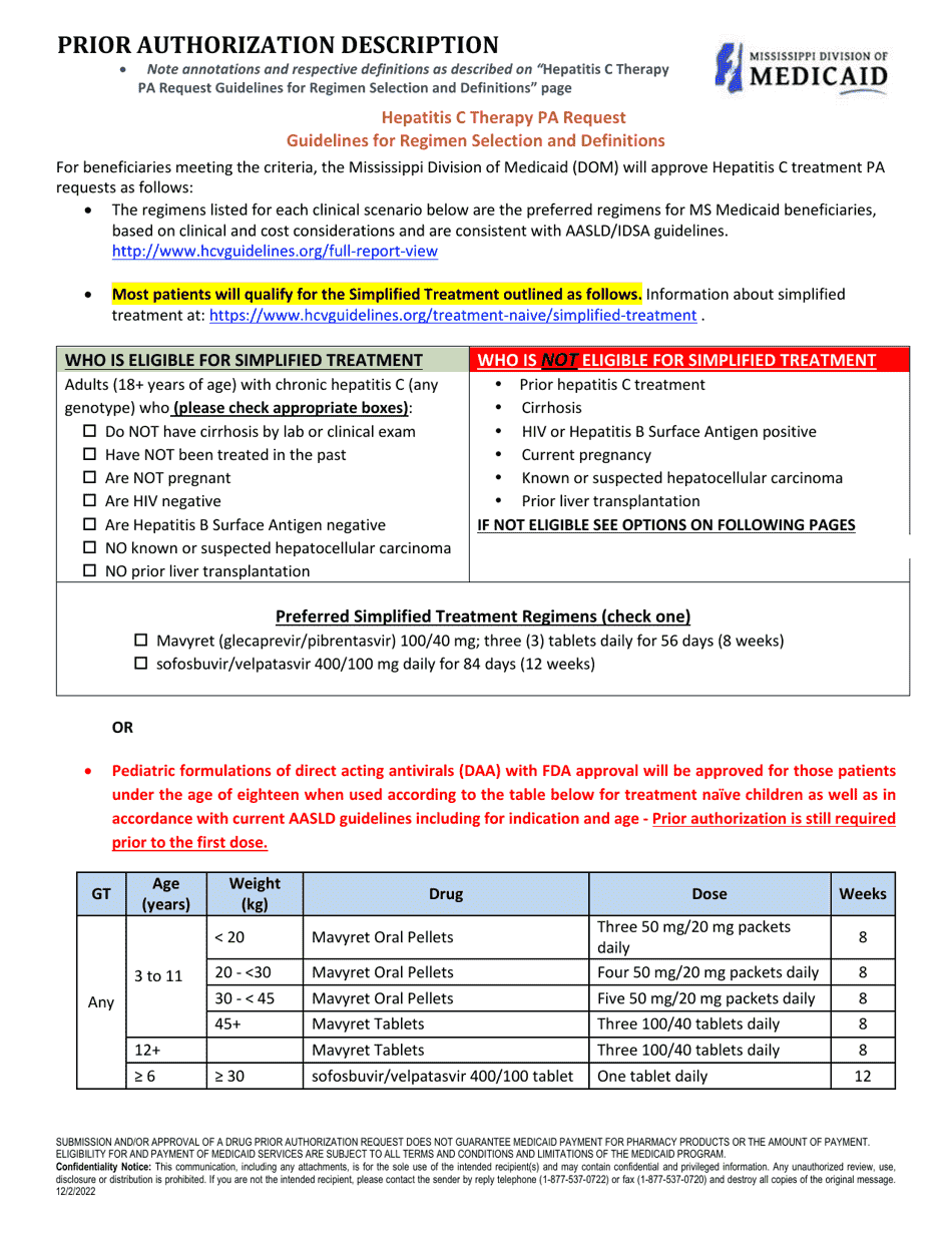 Prior Authorization Packet - Hepatitis C Therapy - Mississippi, Page 2