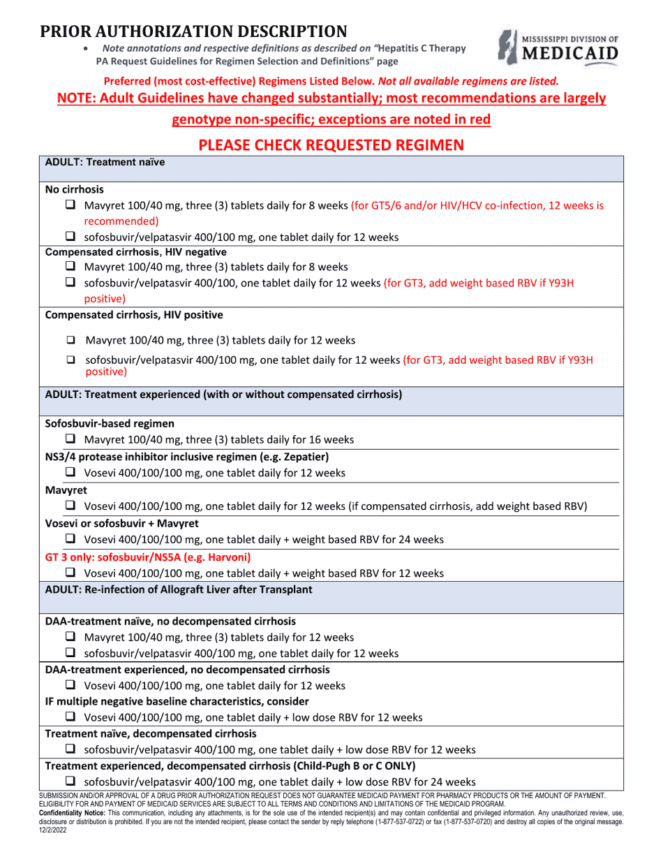 Prior Authorization Packet - Hepatitis C Therapy - Mississippi, Page 4