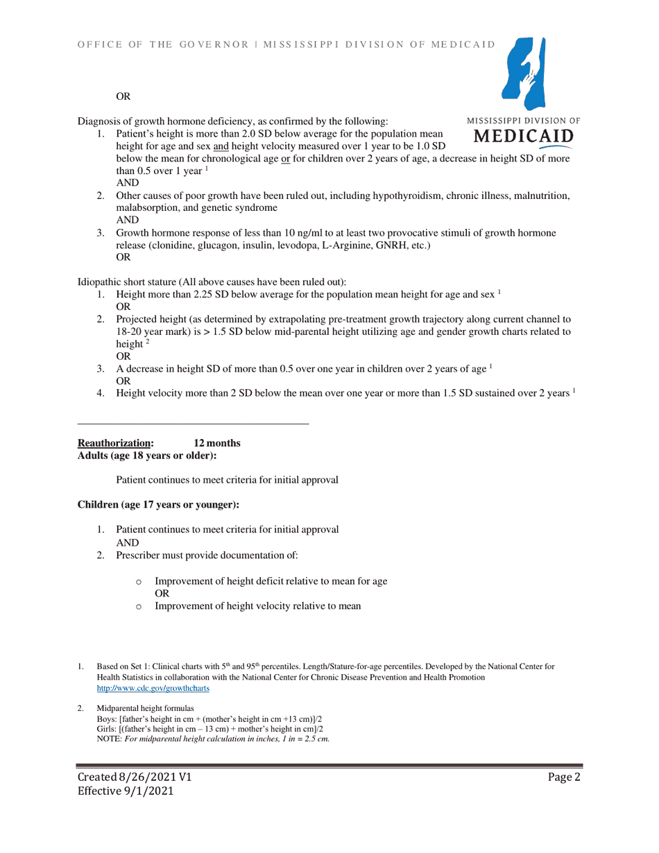 Prior Authorization Packet - Growth Hormone - Mississippi, Page 3