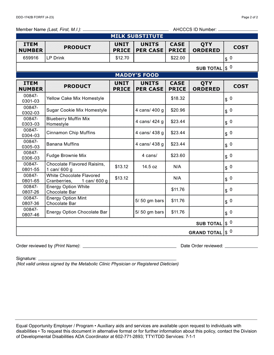 Form DDD-1742B - Fill Out, Sign Online and Download Fillable PDF ...