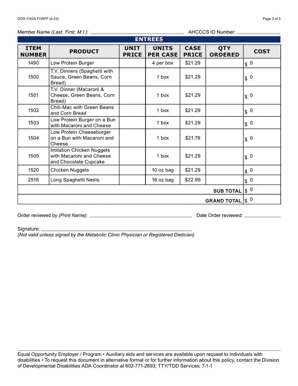 Form DDD1742A Fill Out, Sign Online and Download Fillable PDF