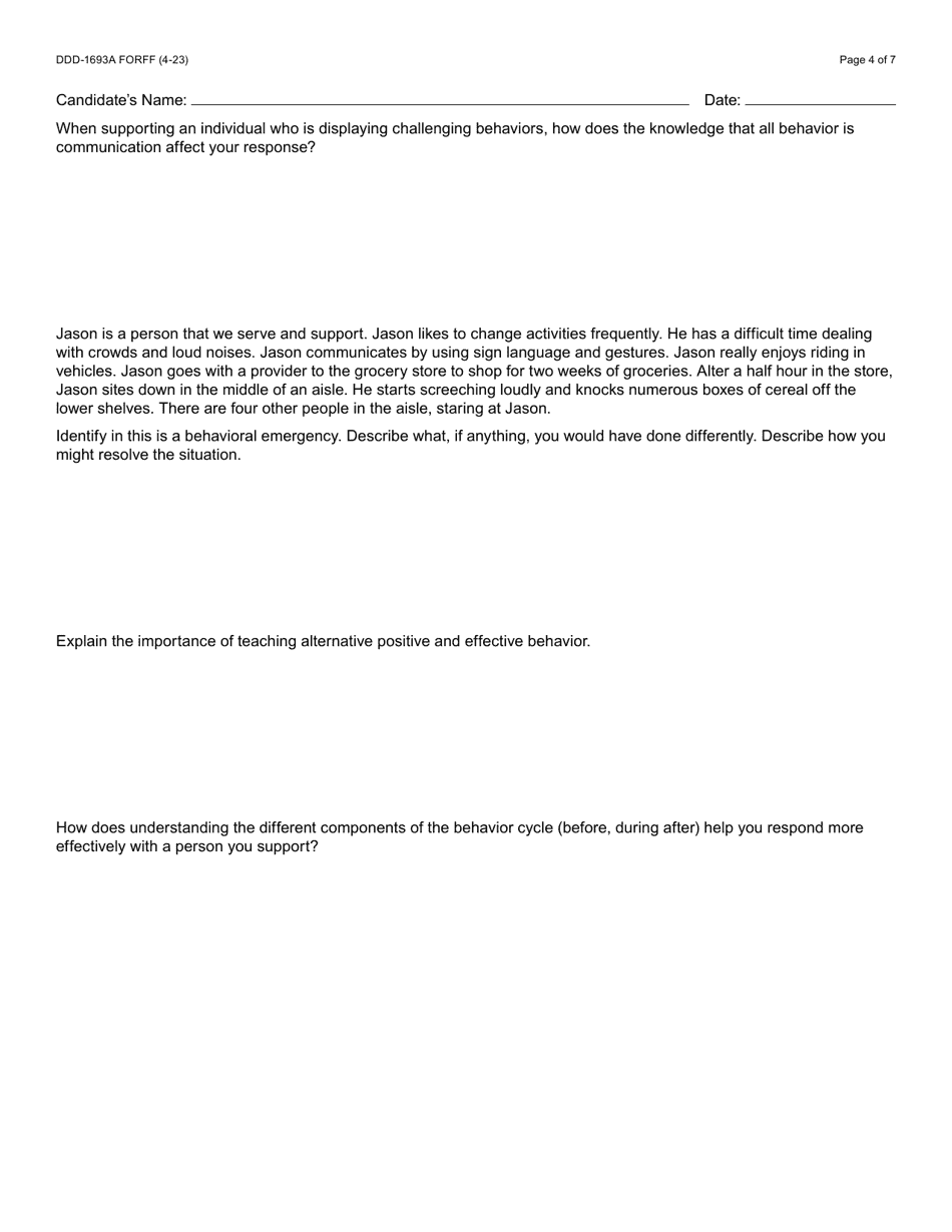 Form DDD-1693A Prevention and Support New Instructor Clinic Packet - Arizona, Page 4
