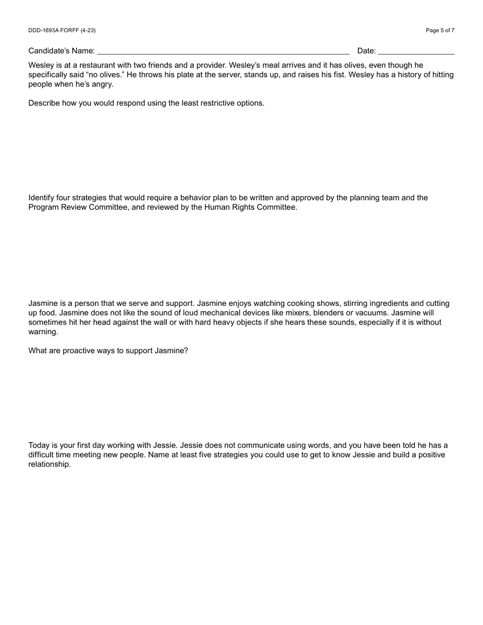 Form DDD-1693A Prevention and Support New Instructor Clinic Packet - Arizona, Page 5