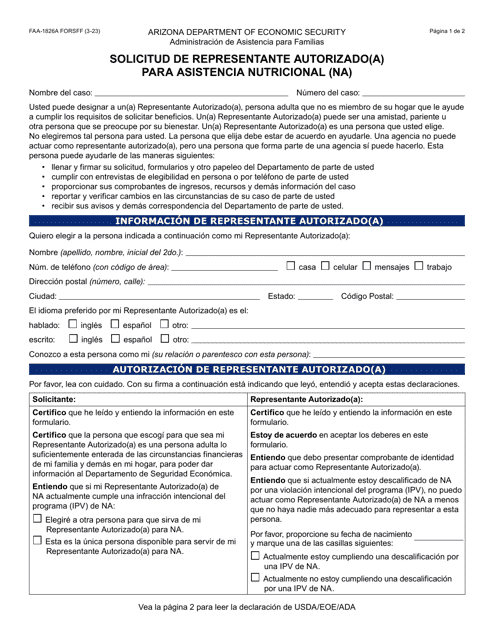 Formulario FAA-1826A-S  Printable Pdf