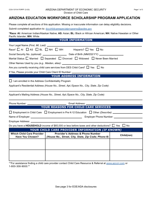 Form CCA-1311A  Printable Pdf