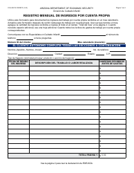 Formulario CCA-0227A-S Registro Mensual De Ingresos Por Cuenta Propia - Arizona (Spanish)