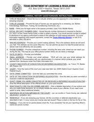 Document preview: TDLR Form LIC002 Criminal History Questionnaire - Texas