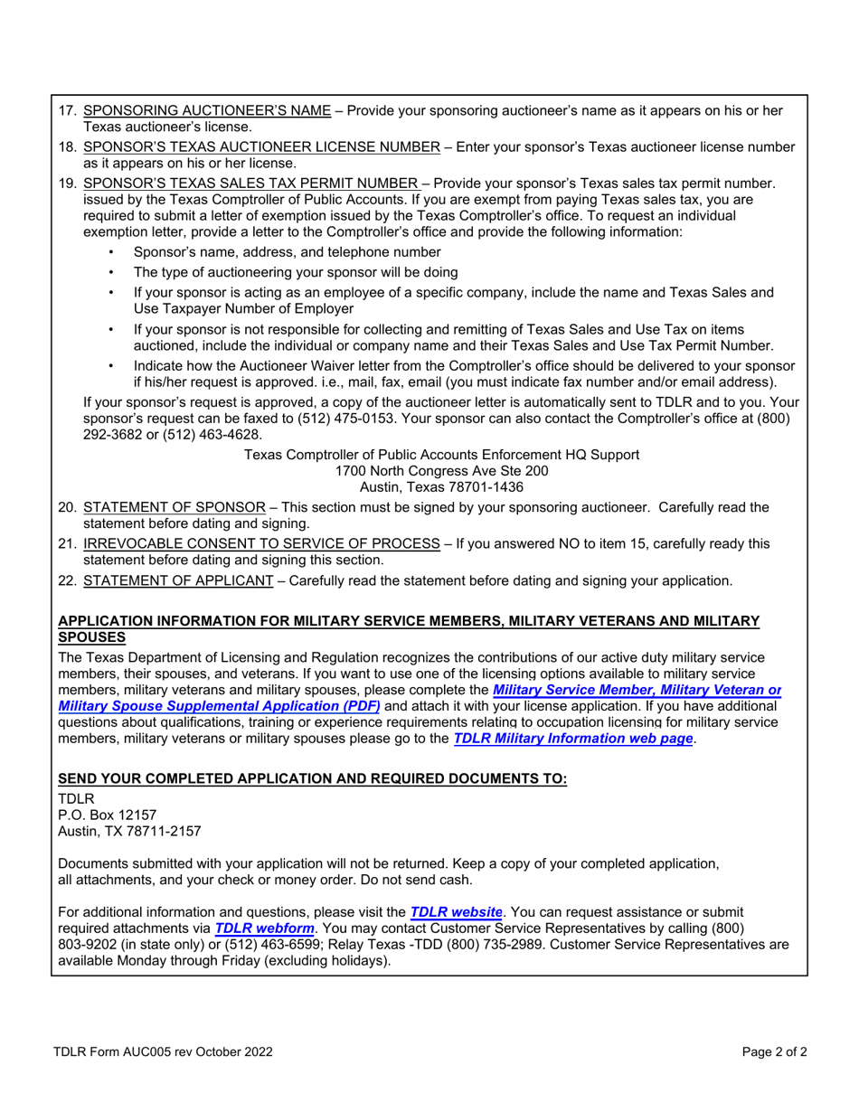 Tdlr form auc005 download fillable pdf or fill online associate