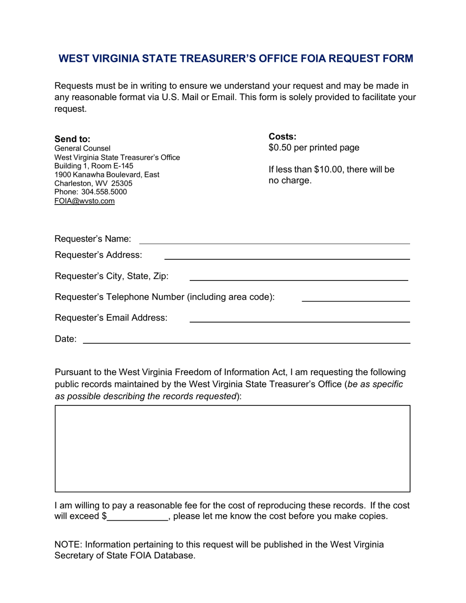 Foia Request Form - West Virginia, Page 1
