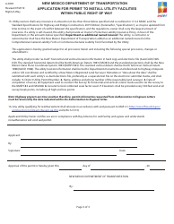 Form A-0063 Application for Permit to Install Utility Facilities Within Public Right of Way - New Mexico, Page 3