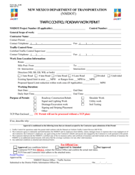 Document preview: Form A-66 Traffic Control/Roadway Work Permit - New Mexico