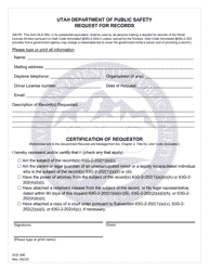 Document preview: Form DLD266 Request for Certified Records in-Person - Utah