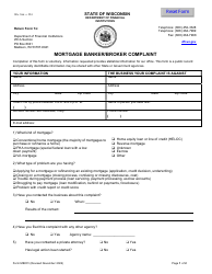 Document preview: Form MB001 Mortgage Banker/Broker Complaint - Wisconsin
