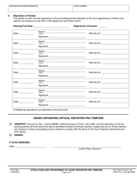 Form CV/E-206 Stipulation and Appointment of Official Reporter Pro Tempore - County of Sacramento, California, Page 2