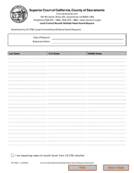 Document preview: Form CR-278A-1 Local Criminal Records Multiple Name Search Request - County of Sacramento, California