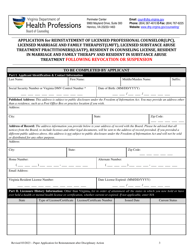 Application for Reinstatement of Licensed Professional Counselor (Lpc), Licensed Marriage and Family Therapist (Lmft), Licensed Substance Abuse Treatment Practitioners (Lsatp), Resident in Counseling License, Resident in Marriage and Family Therapy and Resident in Substance Abuse Treatment Following Revocation or Suspension - Virginia, Page 3