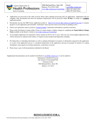 Reinstatement for a Certified Substance Abuse Counselor (Csac) or Certified Substance Abuse Counselor Assistant (Csac-A) Following Disciplinary Action - Virginia, Page 2