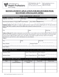 Reinstatement Aplication for Registered Peer Recovery Specialists (Rprs) - Virginia, Page 3
