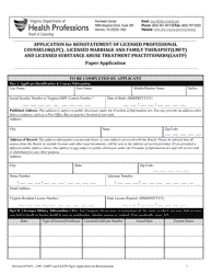 Application for Reinstatement of Licensed Professional Counselor (Lpc) , Licensed Marriage and Family Therapist (Lmft) and Licensed Substance Abuse Treatment Practitioners (Lsatp) - Virginia, Page 3