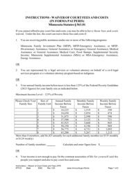 Form IFP101 Instructions - Waiver of Court Fees and Costs (In Forma Pauperis) - Minnesota