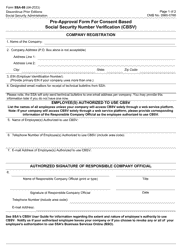 Document preview: Form SSA-88 Pre-approval Form for Consent Based Social Security Number Verification (Cbsv)