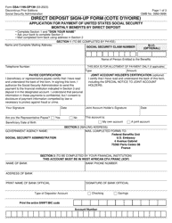 Form SSA-1199-OP139 Direct Deposit Sign-Up Form (Cote D&#039;ivoire)