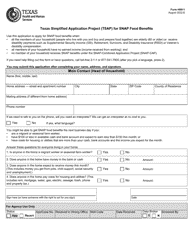 Document preview: Form H0011 Texas Simplified Application Project (Tsap) for Snap Food Benefits - Texas